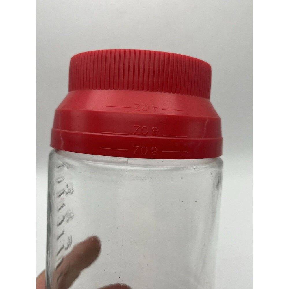 Vintage 1970s Glass Canister Jar Red Screw Lid Anchor Hocking Measurements 32 oz - Picture 5 of 7